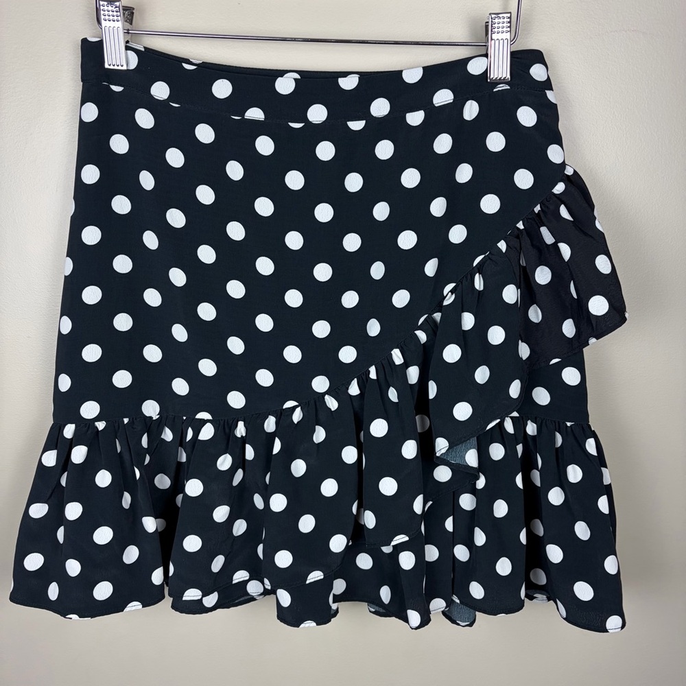 Sugarlips Asymmetrical Polka Dot Skirt - Black and White